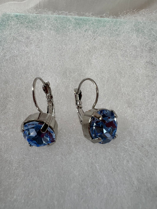 Lever Back Earrings - 11 mm Sapphire Crystals