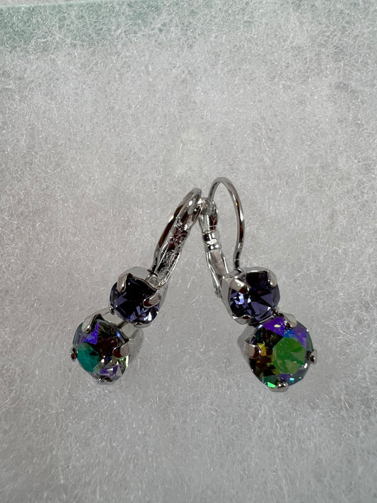 Lever Back Earrings - 6mm & 8mm Tanzanite & Paradise Shine Crystals