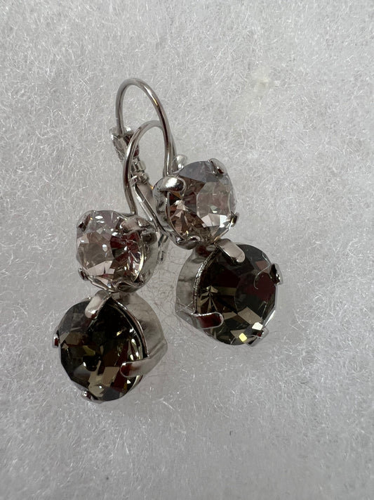 Lever Back Earrings - 8mm & 11mm Clear Crystal Black Diamond Crystals