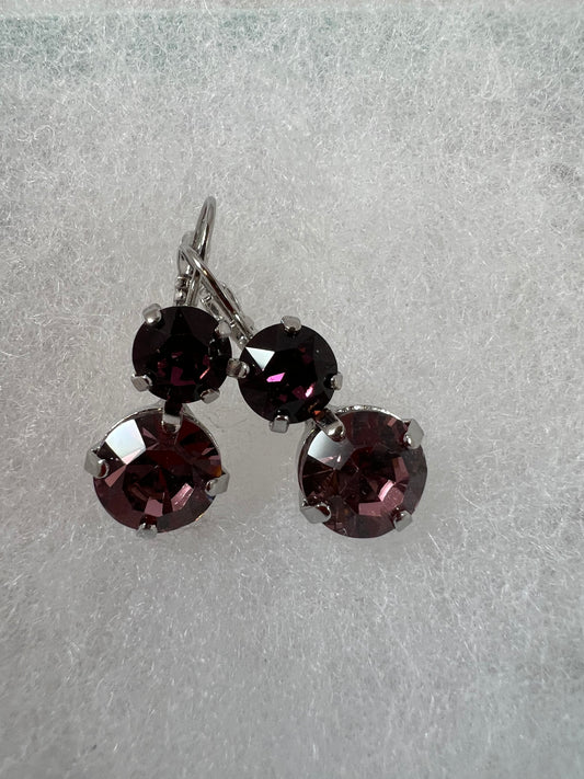 Lever Back Earrings -8mm & 11mm Amethyst & Lite Amethyst Crystals