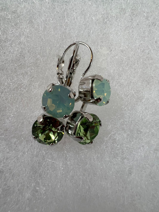 Lever Back Earrings - 8mm Pacific Opal & Peridot Crystals