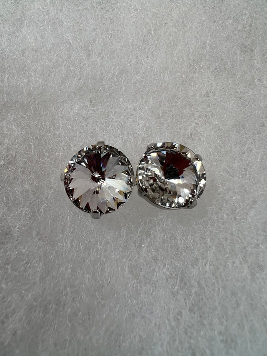 Stud Earrings - 12mm Clear Crystals