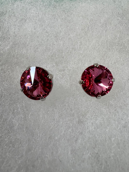 Stud Earrings - 12mm Rose Crystals