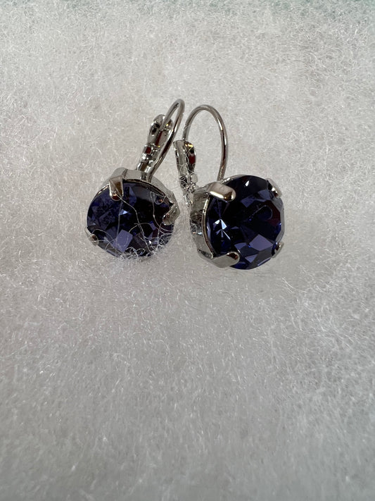 Lever Back Earrings - 11mm Tanzanite Crystals