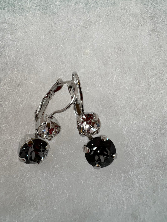 Lever Back Earrings - 6mm & 8mm Clear & Silver Night Crystals