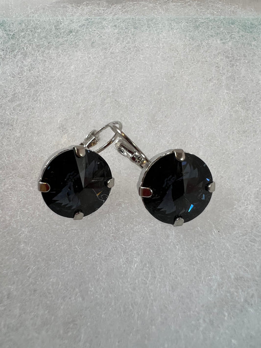 Lever Back Earrings - 14mm Montana Crystal